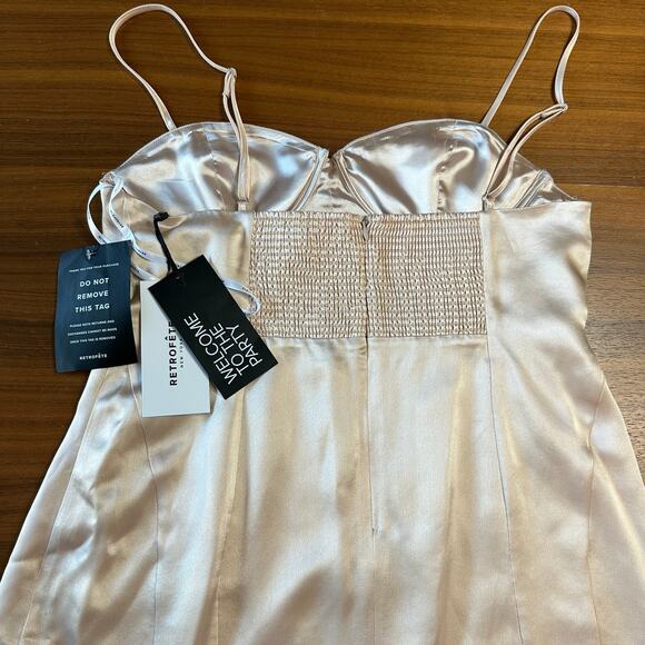 Retrofette Cosmo Mini Dress in Dusty Peach Champagne, Sexy, Revolve, Large NWT - Picture 10 of 14